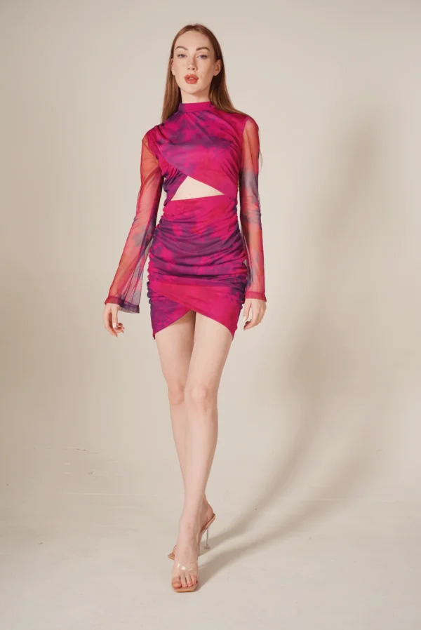 Joymiss Magenta Long Sleeve Mini Dress for Women