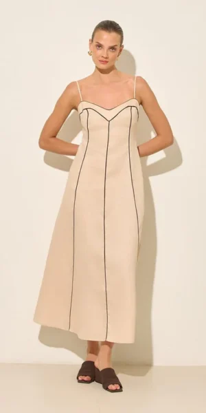 Minimalist Sleeveless Linen Midi Dress